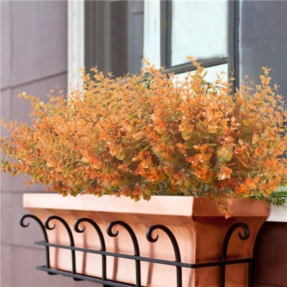 Fall Decorations 10 Bundle Artificial Fall Boxwood No Fade Faux Autumn Plants - Picture 5 of 7